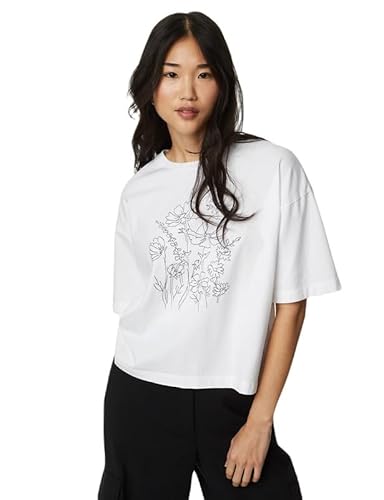 Marks & Spencer Pure Cotton Embroidered T-Shirt White Mix