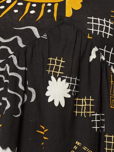 Max Women Printed Tiered Dress (Black_XS)