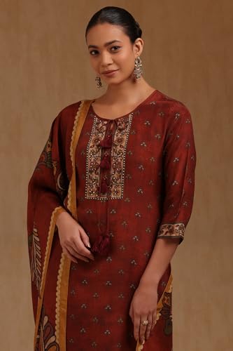 Soch Women's Muslin Salwar Suit Set (EWA5CD22280_Rust