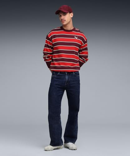 Puma, Unisex-Adult, Premium ESS Stripe Crew, Ruby Shimmer-AOP, L (63209196)