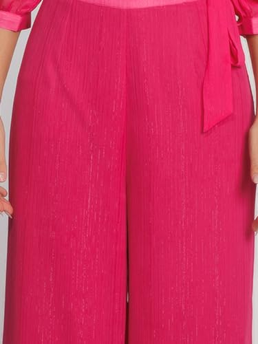 Zink London Women's Pink Solid Straight Palazzo