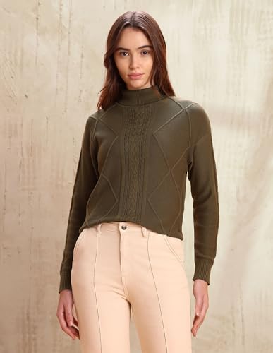 U.S. POLO ASSN. Patterned Knit Regular Fit Sweater (UWAW25SWE171_Green_M)