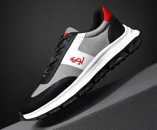 LOUIS STITCH Men’s Crimson Red Lightweight Sport Shoes | Elastic Laces Sneaker and Casual Wear | Perfect for Casual, Gym & Travel Wear | LS-AT-MP | UK-11