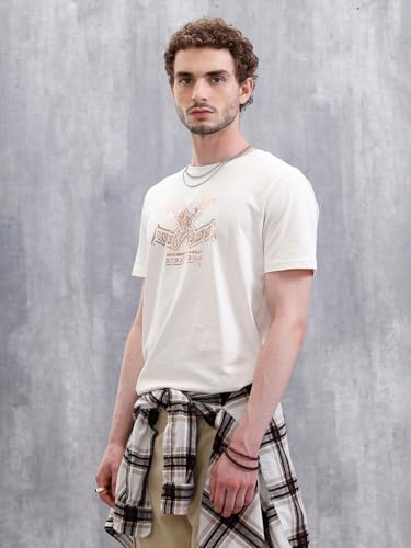 WROGN Men's 180 GSM Pure Cotton T-Shirt | Graphic Print | Slim Fit