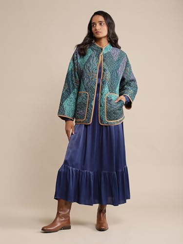 Ritu Kumar Blue Micro Print Quilted Jacket