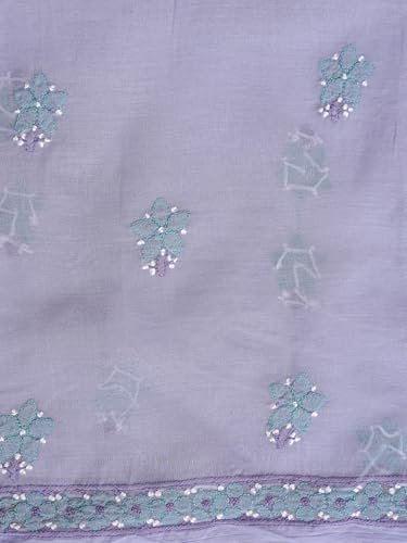 Ada Hand Embroidered Lucknowi Chikankari Unstitched Cotton Dress Material Suit Piece with Dupatta for Women 01A879859 Mauve