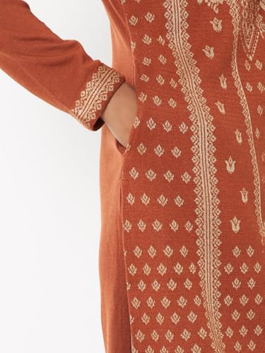 Max Women Embroidered Straight Winter Kurta (Orange_S)
