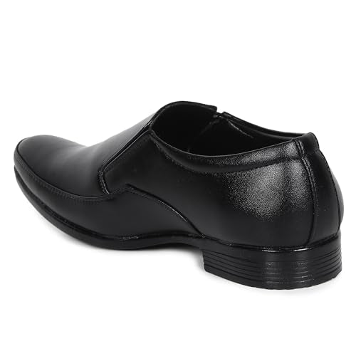 HIKBI Men's Pointed Toe Formal Leather Shoes_Black_6