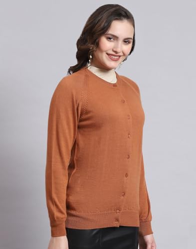 Monte Carlo Womens Pure Wool Solid Sweater (1230708Rn-2457-44, Mid Copper, 3XL)