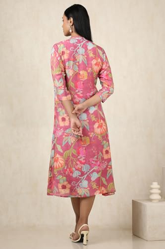 Soch Womens Onion Pink Muslin Botanical Dress
