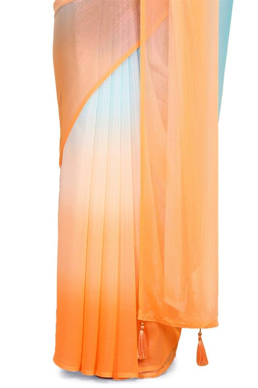 Soch Womens Lavender Chiffon Ombre Print Saree With Tassels