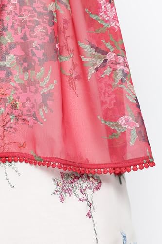 W for Woman Crimson Red Printed Chiffon Dupatta (Size: Free size)-W82584-126267