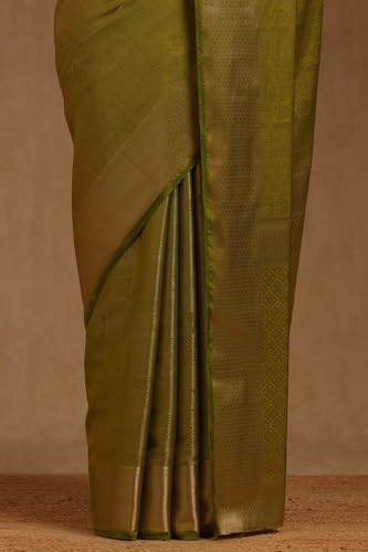 Soch Womens Light Green Georgette Floral Zari Woven Saree