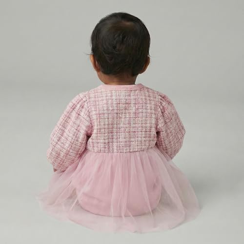 Hopscotch Textured Tweed Dress Onesie (0-3 Months)