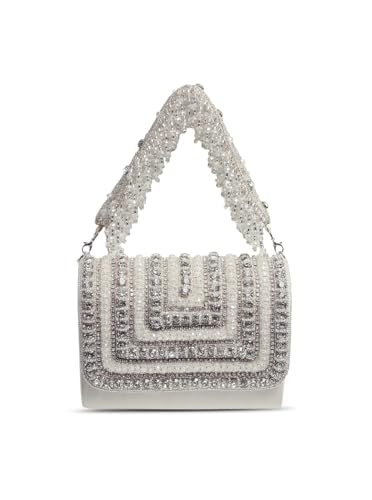 THE TAN CLAN Nysa White Flap Over Clutches for women Bag for Women Elegant Evening Handbag, Stylish Purse