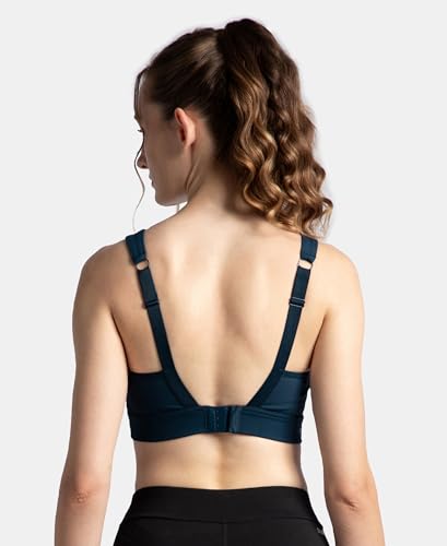 Jockey MI16 Women's Wirefree Padded Soft Touch Microfiber Elastane Stretch Full Coverage Racerback Sports Bra with StayDry Treatment_Pageant Blue_M