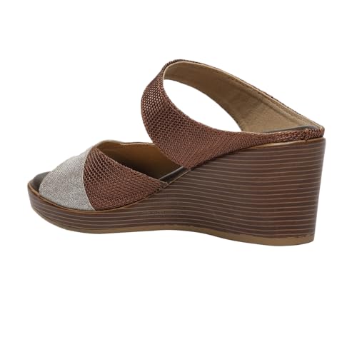 MONROW Fancy and Stylish Trendy and Lightweight Casual Regularwear Vegan Wedges For Women and Girls Bronze 5UK