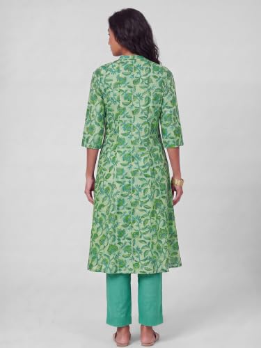 Max Women Floral Print Kalidar Kurta Set(Green_M)