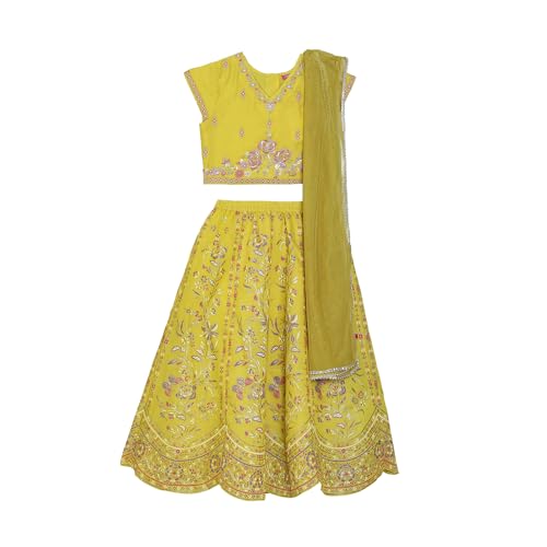 BIBA Girls PRINTED STRAIGHT KID(KWSPARKLE MIST5930_LMN YELLOW_9)