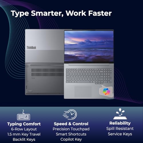 Lenovo ThinkBook 16, Intel Core Ultra 9 185H, 16GB RAM, 512GB SSD, WUXGA IPS 16” (40.64cm), Win 11 Home, Arctic Grey, 1.7Kg, 21SKA0J5IG, Fingerprint, Backlit, 300 Nits, 1Y Warranty, AI Powered Laptop