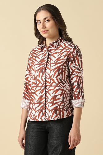 Women Brown Print Long Sleeves Shirt
