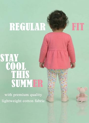MI Kidz Pure Cotton Full Sleeves Frock and Pant Set for Baby Girls