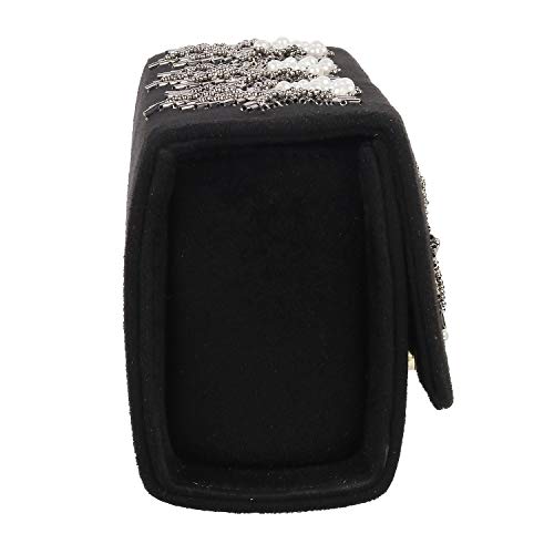 Mochi Womens Synthetic Black Box Clutch (One Size)