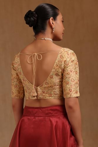 Soch Womens Cream Tussar Floral Print Padded Blouse