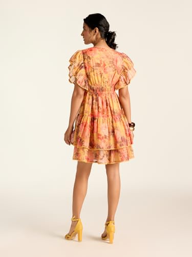 Label RITU KUMAR Mustard Rosie-Pixie Floral Short Dress