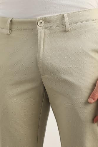 Men Beige Textured Casual Trousers