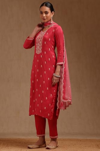 Soch Women's Dola Silk Salwar Suit Set (SMUA5CD2315_Blush Pink