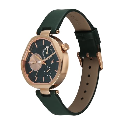 Fastrack TIK Tok 5.0 Quartz Green Shaped Dial Women's Watch | Leather Strap Material | Watches for Women Analog - 6319WL02