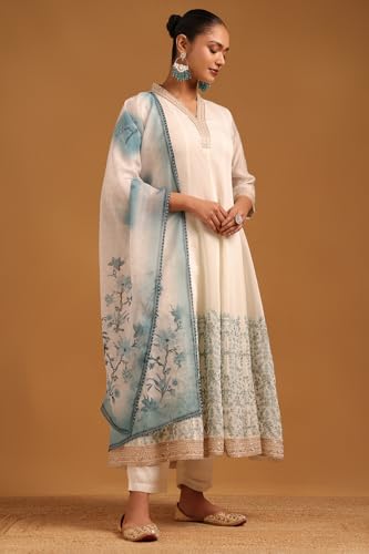 Soch Womens Off White Mul Chanderi Botanical Salwar Suit