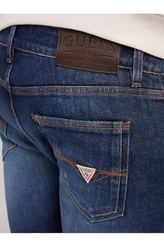 GUESS Men's Blue Solid Mid-Rise Skinny Leg Jeans