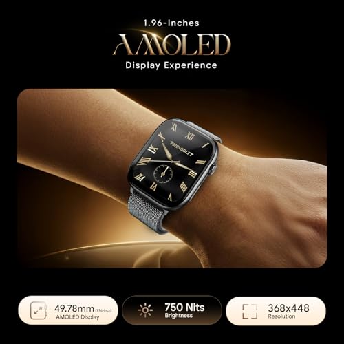 Fire-Boltt Ninja X Ring Smart Watch 1.96" Always On Display Bluetooth Calling, Voice Assistant, SpO2 & Heart Rate, 120+ Sports Modes, IP67 Waterproof Smartwatch for Men & Women - Silver Link