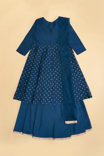 Girls Akkriti Navy Lehenga Set Regular Fit,Dark Blue,9-10 YRS