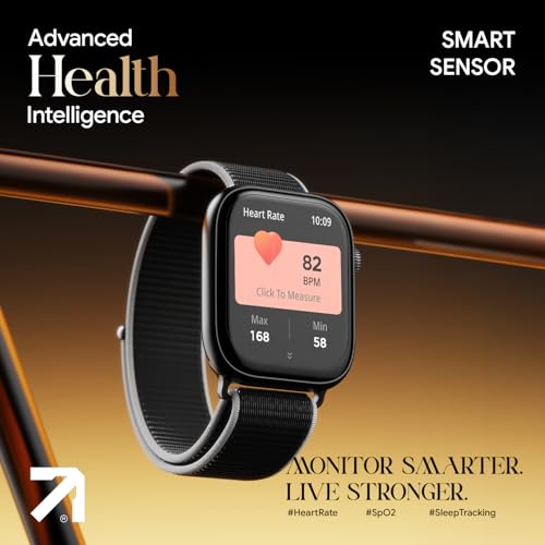 Fire-Boltt Ninja X Ring Smart Watch 1.96" Always On Display Bluetooth Calling, Voice Assistant, SpO2 & Heart Rate, 120+ Sports Modes, IP67 Waterproof Smartwatch for Men & Women - Black Nylon