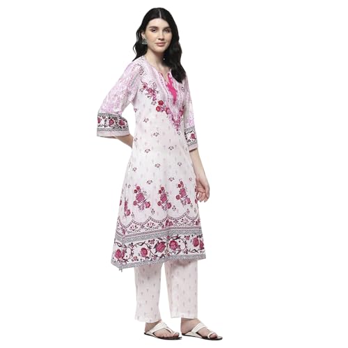 Biba Women's Cotton Kurta Set (SKD10890SS25PNK_Pink