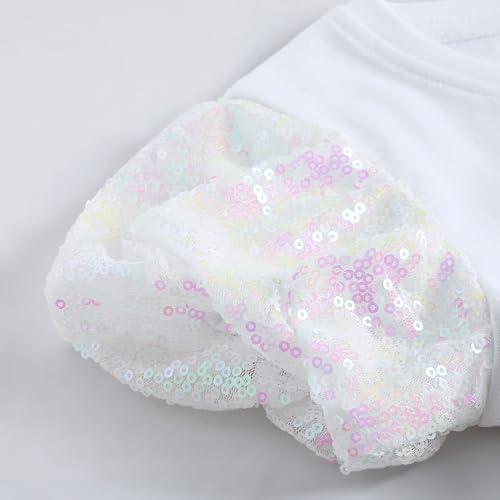 Hopscotch Girls Elsa Reversible Sequined Cotton T-Shirt in White Color for Age (12-24 Months)
