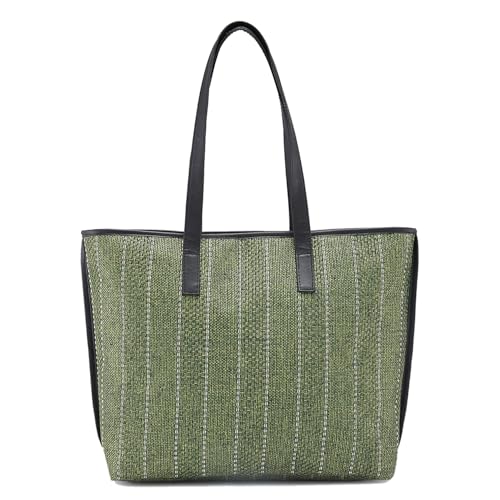 Caprese Evana Tote Medium Green Poly Canvas Striped