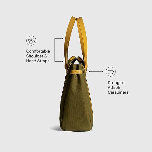 DailyObjects Women's Latest System Tote Bag|Stylish&Spacious Canvas Handbag With Zip Closure|Handcrafted Ladies Shoulder Purse|Sturdy Double Handles|Padded Laptop Compartments For Upto 14",Yellow