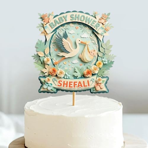 Suruchi Strokes® Baby Shower Customized Cake Topper | Welcome Little One | Personalized Name