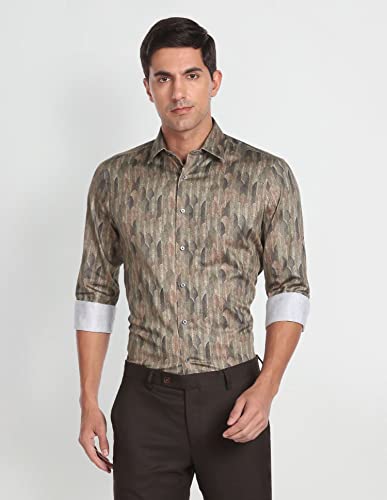 Arrow Men's Phulkari Regular Fit Shirt (ARAFSH0900_Olive