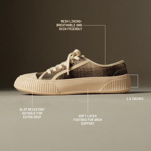 Theater Wicked Brothers Brown Tweed Lace-Up Sneakers for Women | Casual Shoes with Cushioned Insole for All-Day Comfort