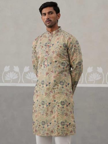 Jompers Embroidered Kurta for Men (Pista, M)