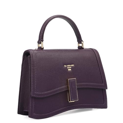 Da Milano Leather Satchel Bag for Women - Purple (LB-01516A-OL)