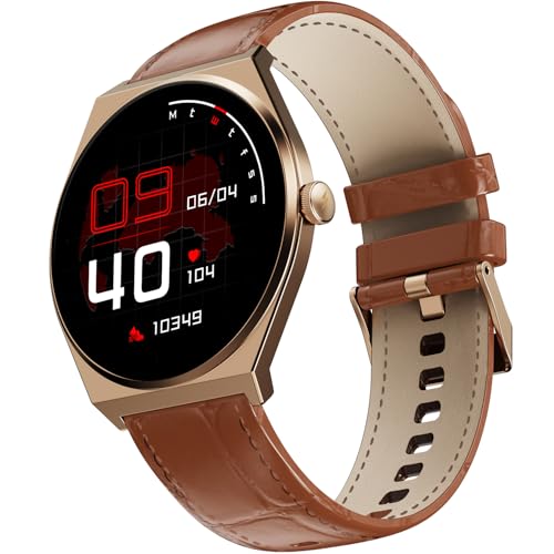 Fire-Boltt Phoenix Nova Smartwatch 1.43” Slim Super AMOLED Display 466x466 Pixel Always-On Display Bluetooth Calling, Health Tracker for Men & Women Chestnut Leather