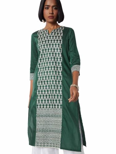 Max Women's Polyester Blend Regular Kurta (PFEKPA25FE_Green