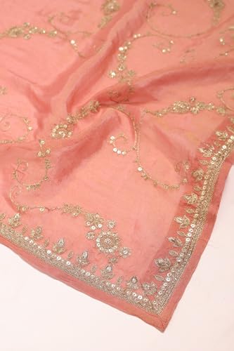 Soch Womens Peach Tissue Embroidered Suit Set With Zari