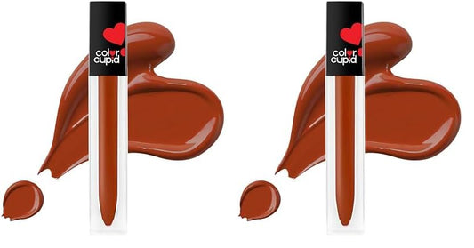 Color Cupid Matte Intense Color 18-Hour Stay Liquid Lipstick | Infused with Hyaluronic Acid & Ceramide | Transfer Proof & Kiss Proof| Forever Love - Sensual Coral | 4 ml (Pack of 2)